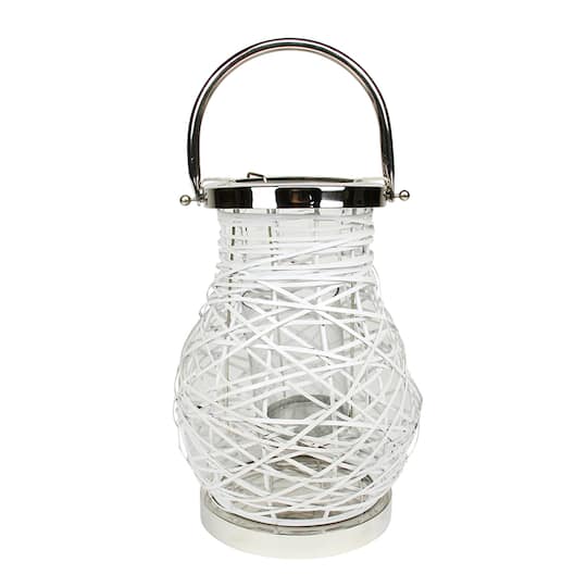 Decorative Woven Iron Pillar Candle Lantern By Northlight in White | 13.5" x 8.5" | Michaels®